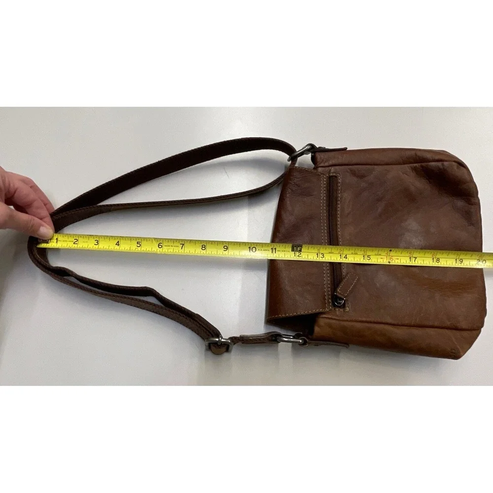 JACK‎ GEORGES Brown Distressed Leather Saddlebag Crossbody Handbag Boho Purse